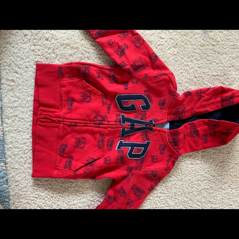 Boys red firetruck zip up hoodie